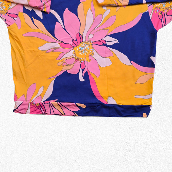 Trina Turk Tropical Floral Breeze Swim Tunic Kaftan Cover-Up Dress Size Medium - Picture 5 of 12